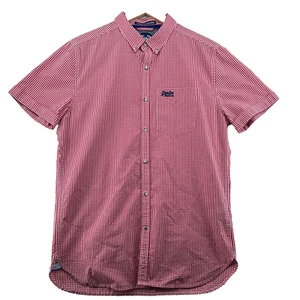 Superdry Men's Size L Hartwell Red Gingha Check London Button Down Shirt - Picture 1 of 12