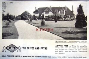  Original Art Deco 1938 Print Advert - 'COLAS' Driveway & Path Surfaces Ad 