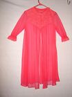 Vintage Red Robe Sheer Chiffon Made in USA Lingerie Size Large Housecoat