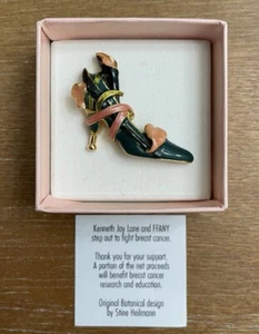 Broche broche zapato esmaltado para mujer KJL Kenneth Jay Lane salir lucha contra el cáncer de mama - Imagen 1 de 7