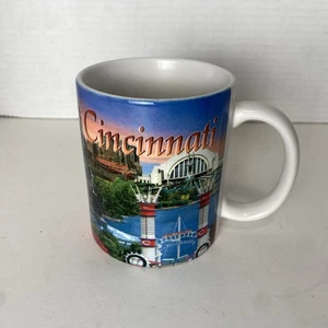 Vintage Cincinnati Kaffeebecher Tasse Skyline River Ohio Riverscape Tower Bridge - Bild 1 von 7