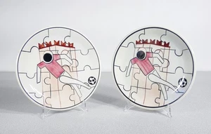 ⚜️ COPPIA PIATTI PORCELLANA VED BESIO FIGLIO DIPINTI A MANO CALCIATORE CALCIO - Foto 1 di 10