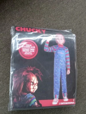 Good Guys "Chucky" 服装;连身裤/面具青少年尺寸 X-大号 14-16 万圣节 — 第 1/3 张图片