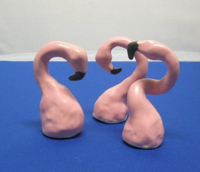 Lote de 3 nuevos flamencos de cerámica rosa, formas caprichosas hechas a mano Foto 1 de 4