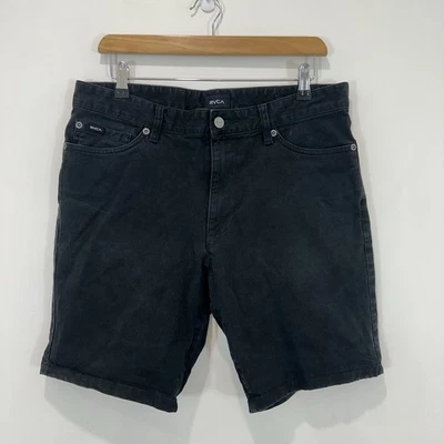 Volcom Denim Shorts Men 32 Black Daggers Cotton Blend Zip Fly - Image 1 of 4