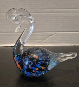 VTG Murano Style Hand Crafted Mosaic Swan Glass Figurine Paperweight  14oz - Picture 1 of 6