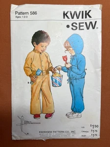 Kwik Sew Sewing Pattern 586 Toddler's Sweatsuit Size 1 2 3 FF UNCUT - Picture 1 of 4