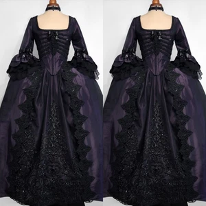 Vestidos de novia góticos morados mangas largas negros vintage victorianos vestidos de novia - Imagen 1 de 9