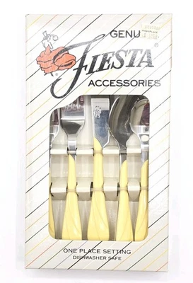 ¡NUEVO! Cubiertos Fiestaware 5 piezas amarillo 1991 de colección nos Foto 1 de 3