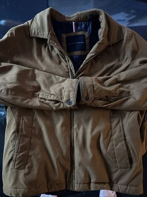 Tommy Hilfiger Men's Extra Large Corduroy Puffer Jacket Orange Brown Suede Like - Image 1 of 4