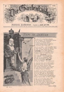 Kaiser Wilhelm I. Todestag - 1896 - Historisches Dekoratives Titelblatt ~22x31cm - Bild 1 von 1