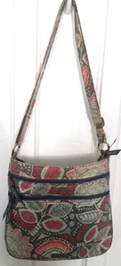 VERA BRADLEY Gray/Orange "Nomadic Floral" Adj Strap Triple Zip Hipster Bag - Picture 1 of 10