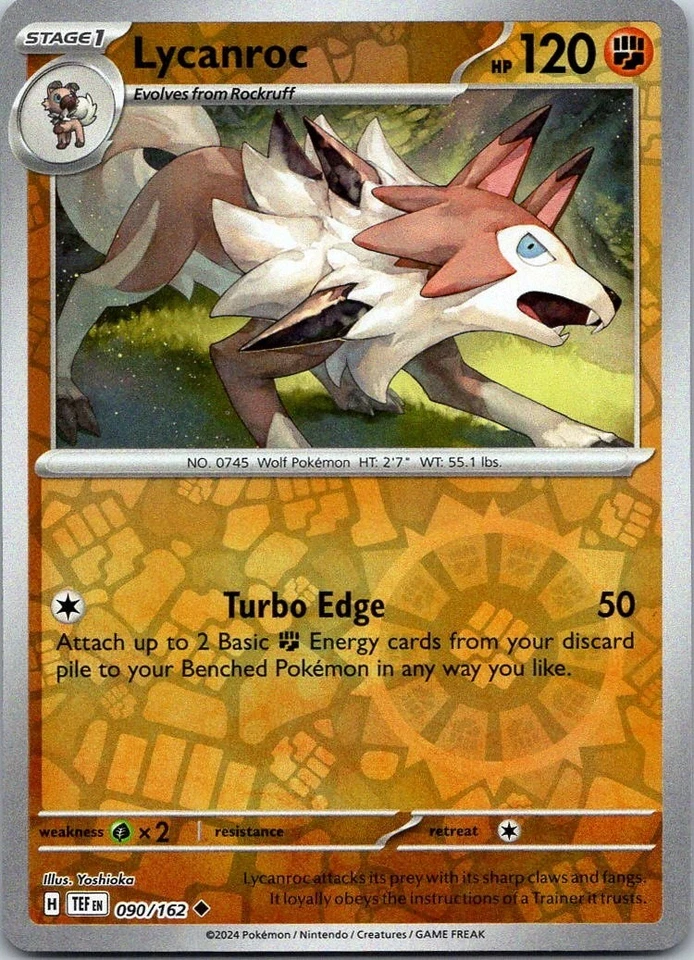 Lycanroc Uncommon - SV05: Temporal Forces #090/162 Reverse Holo NM - Image 1 of 1