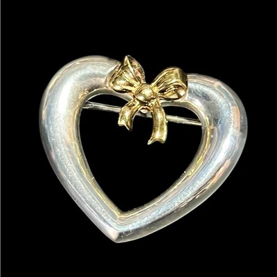 Tiffany & Co. 925 Silver Heart Brooch with 750 Gold Bow - Imagem 1 de 2