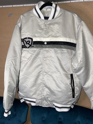 Vtg Rocawear Satin Striped Bomber Varsity Jacket Mens sz L  Y2K 90s Rap Hip Hop - Image 1 of 4
