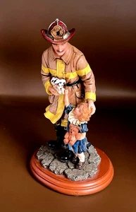 Firefighter Dalmation Puppy & Girl Figurine Red Hats of Courage SAFE & SOUND - Picture 1 of 7