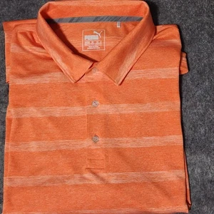 Puma Men's Polo Shirt Golf 2XL Orange Striped Short Sleeves Logo XXL - NWOT - Picture 1 of 11