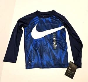 Nike Boys Dri-FIT Long-Sleeve Training Athletic Shirt blue size 4 - Picture 1 of 1