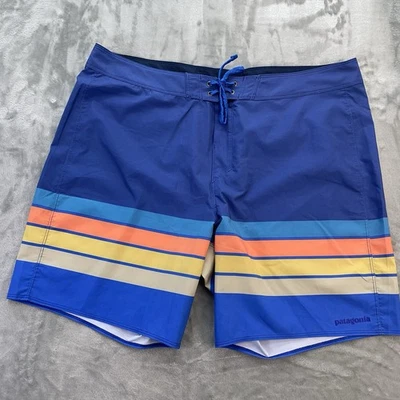 Patagonia Shorts Men 38x8 surf hydropeak Board stripe print pattern Swim Trunks - Image 1 of 4