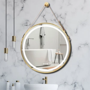 Round Bathroom Mirror Led Illuminated Vanity Anti Fog Wall Touch Makeup w/ Frame - Picture 1 of 31