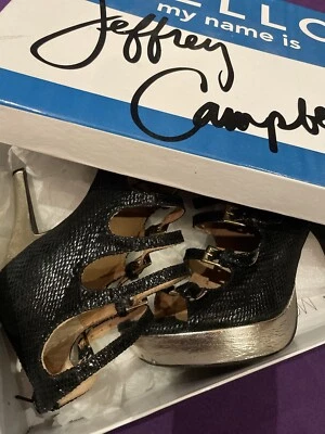 jeffrey campbell Wynn Black Soft Strappy Gold Accent Spikes w/box 8 - Image 1 of 4