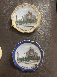 Limoges France Havana Habana Cuba Miniature Souvenir Plate Rare Set Of 2 - Picture 1 of 5