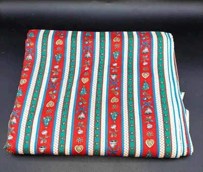3.5 yards 80's Concord Cotton Fabric Christmas Joan KESSLER stripe - Image 1 of 3