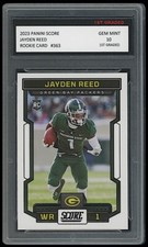 JAYDEN REED 2023 PANINI SCORE 1ST GRADED 10 NFL ROOKIE CARD RC GREEN BAY PACKERS