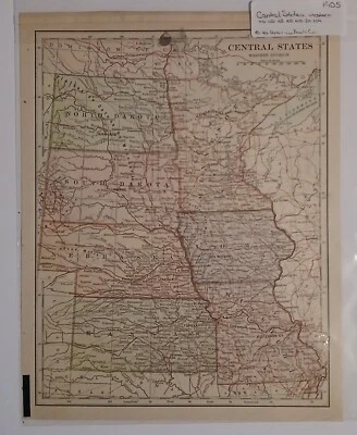 Antiguo mapa de los Estados Centrales de 1905. Western Division Foto 1 de 4