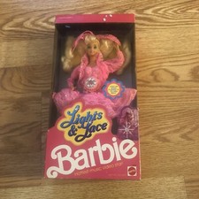 Lights And Lace Barbie Vintage 1990 Barbie Doll 9725 Pink Mattel NEW Light Box D