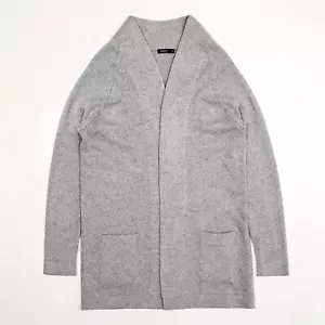 JAMES PURDEY Lambswool Angora Cashmere Knit Open Front Cardigan Heather Gray S-M - Picture 1 of 8
