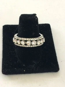 .925 STERLING SILVER PLATED RHODIUM WHITE SAPPHIRE WEDDING RING WB2 SIZE 10 - Picture 1 of 2