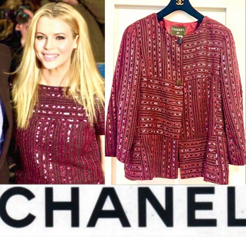 Giacca paillettes tweed nero vino rosso 4K Chanel vintage 2000 36 38 4 6 cappotto vintage M S