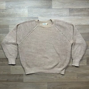 Vintage LLBean 90s Cotton Thermal Waffle Fisherman Crewneck Sz M / L (see Pics) - Picture 1 of 19