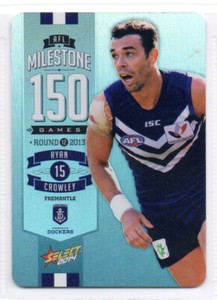 2014 AFL SELECT MILESTONE (150 GAMES) CARD - MG29 Ryan CROWLEY (FREMANTLE)