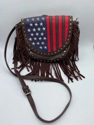 Bolso Bandolera Charlie Encantador para Mujer Cuero Sintético Flecos Borla Bandera Americana Foto 1 de 4