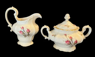 Rosenthal MOSS ROSE / POMPADOUR 3 шт. ПОКРЫТЫЙ САХАР + СЛИВКИ Германия - Изображение 1 из 4