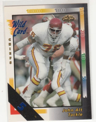 JOHN ALT 1992 Wild Card NFL #77 Parallel 5 Stripe Kansas City Chiefs Mint - Image 1 of 2
