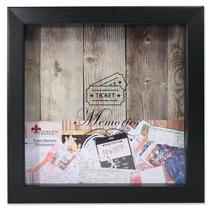 Lawrence 10x10 Ticket Stub Holder Shadow Box - Black (Same Shipping Any Qty) - Picture 1 of 3