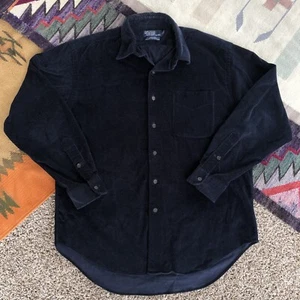 Camisa Polo Ralph Lauren Marlowe de Colección con Botones para Hombres Grande Azul Terciopelo Brillante - Imagen 1 de 7