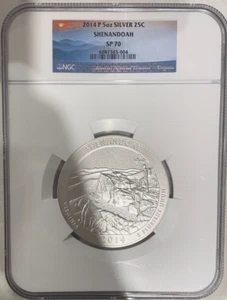 2014 P 5 OZ SILVER 25C SHENANDOAH NGC SP 70 - Picture 1 of 2