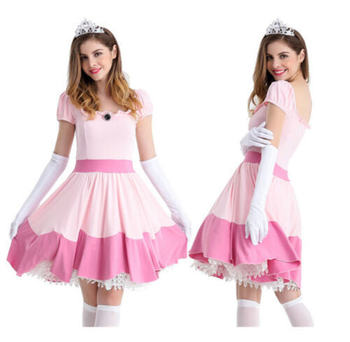 Costume De Cosplay Princesse Peach Pour Femme, Robe De Bal Rose