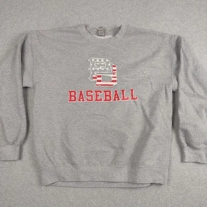 Men's Gray Pullover Size L SweatShirt PB Baseball Spellout Gildan Heavy Blend - Picture 1 of 13