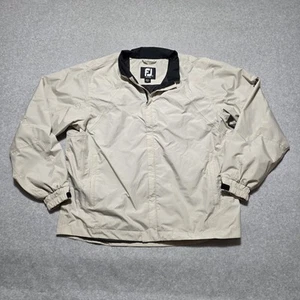Chaqueta cortavientos FootJoy DryJoy para hombre XL beige carcasa suave cremallera completa golf - Imagen 1 de 11