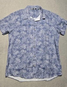 Travis Mathew Shirt Mens Large Blue Floral Golf Button Up Performance AOP Casual - Picture 1 of 6