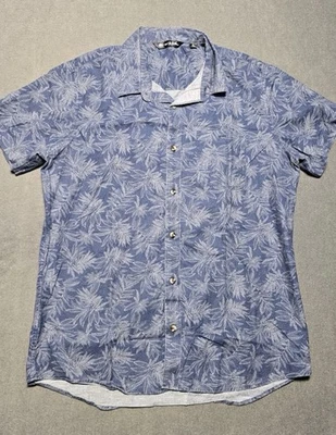Travis Mathew Shirt Mens Large Blue Floral Golf Button Up Performance AOP Casual - Image 1 of 4