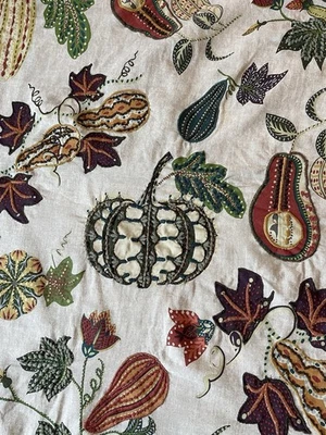 Pottery Barn Aldo Pumpkin Embroidered  Table  Cloth Throw Fall/Thanksgiving #2 - Image 1 of 4