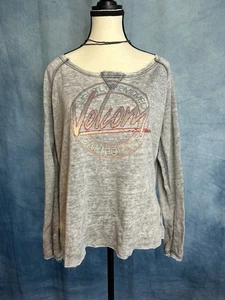 Y2K Indie Sleeze 2010s Alt Volcom Off The Shoulder Long Sleeve Top Size XL - Picture 1 of 9