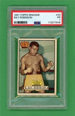 1951 Topps Ringside #43 Ray Robinson ** PSA PR 1 ** tarjeta de boxeo antigua de colección Foto 1 de 2