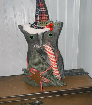 Primitive Christmas Decor Cat  Tree Peppermint Stick - Image 1 of 3